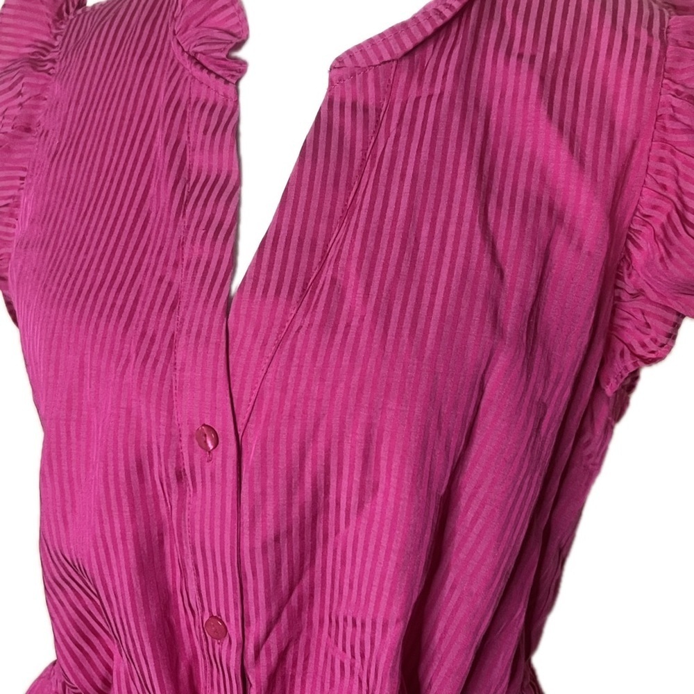 On 34th Pink Ruffle Short Sleeve Button Front Dress Women’s Small - Picture 2 of 8